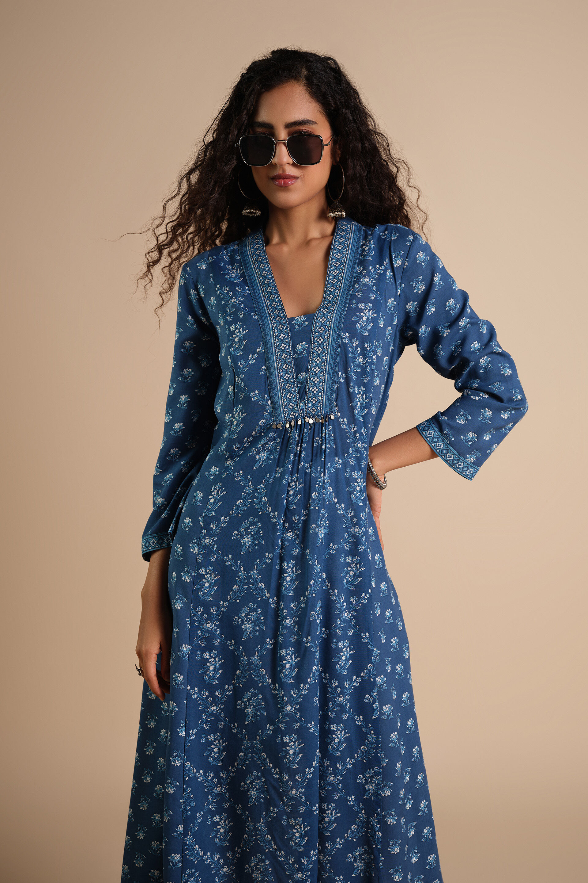 Neela Phool Kurta, Blue, image 2
